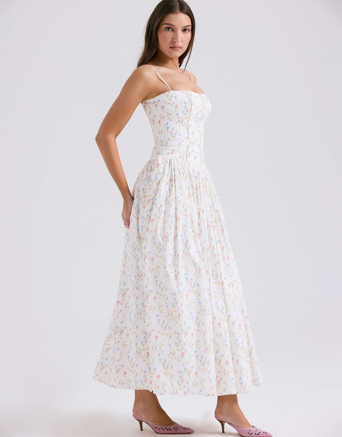 Matilda Maxi Dress White Posy Print