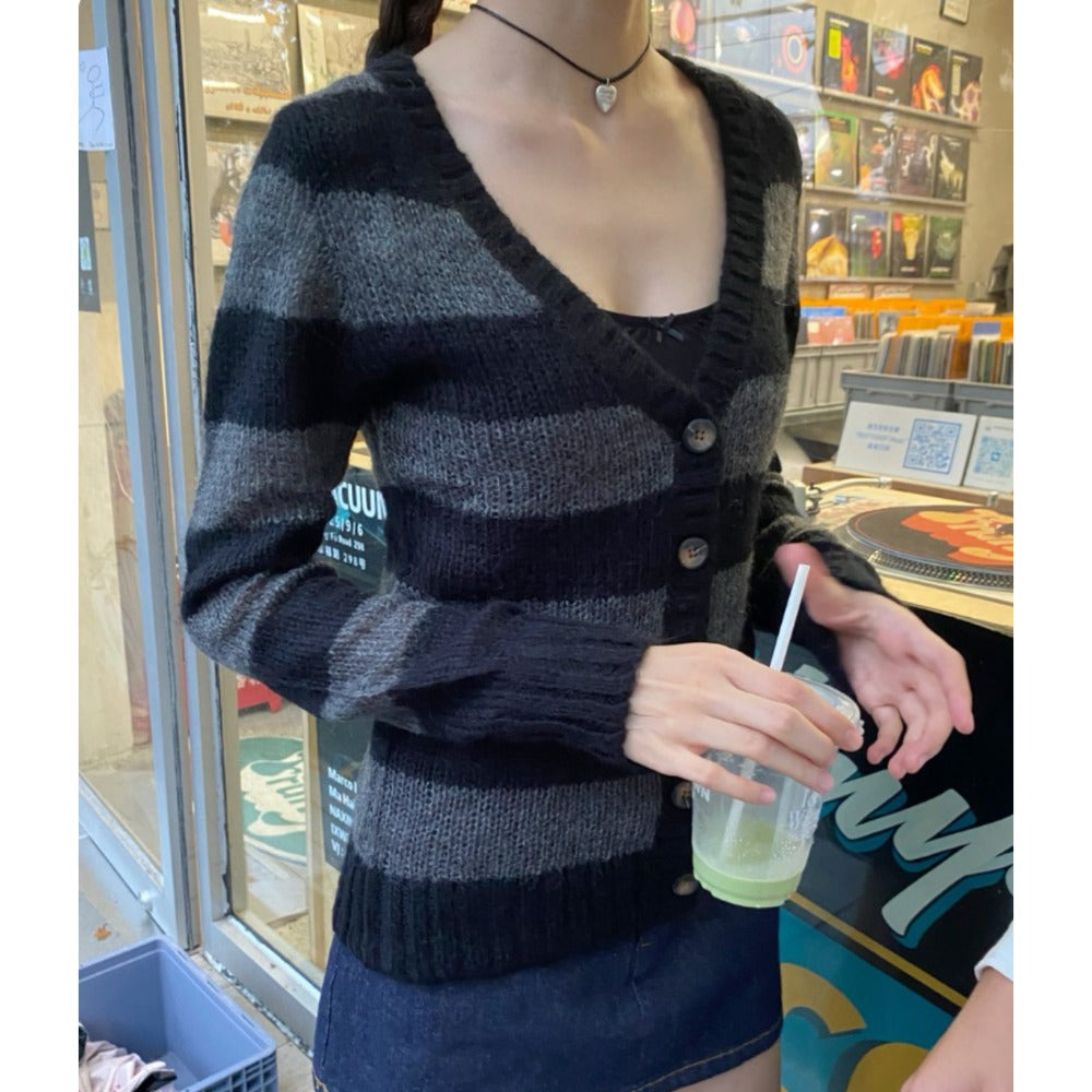Neela Stripe Sweater Black Grey