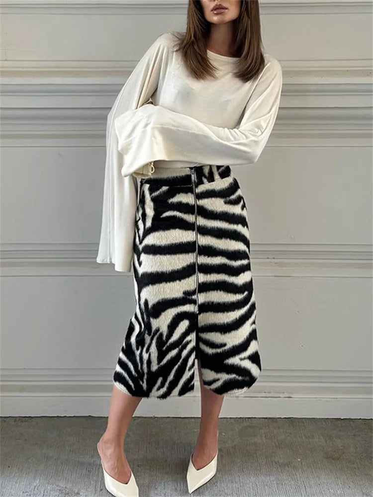 Belinda Fur Midi Skirt