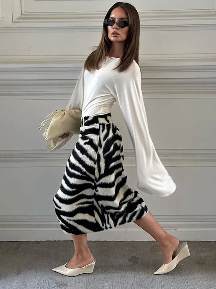 Belinda Fur Midi Skirt