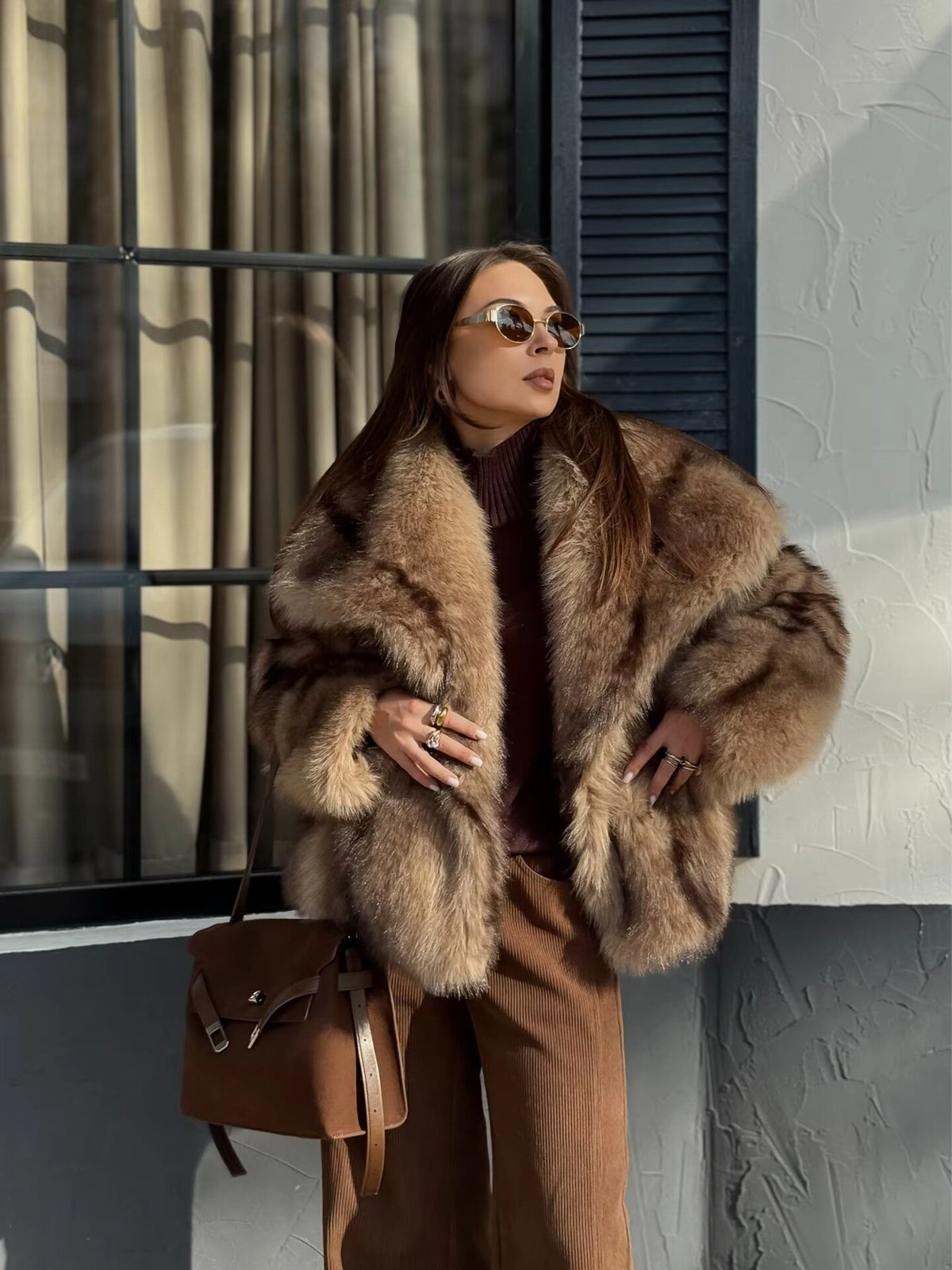 Katya Fur Coat Khaki