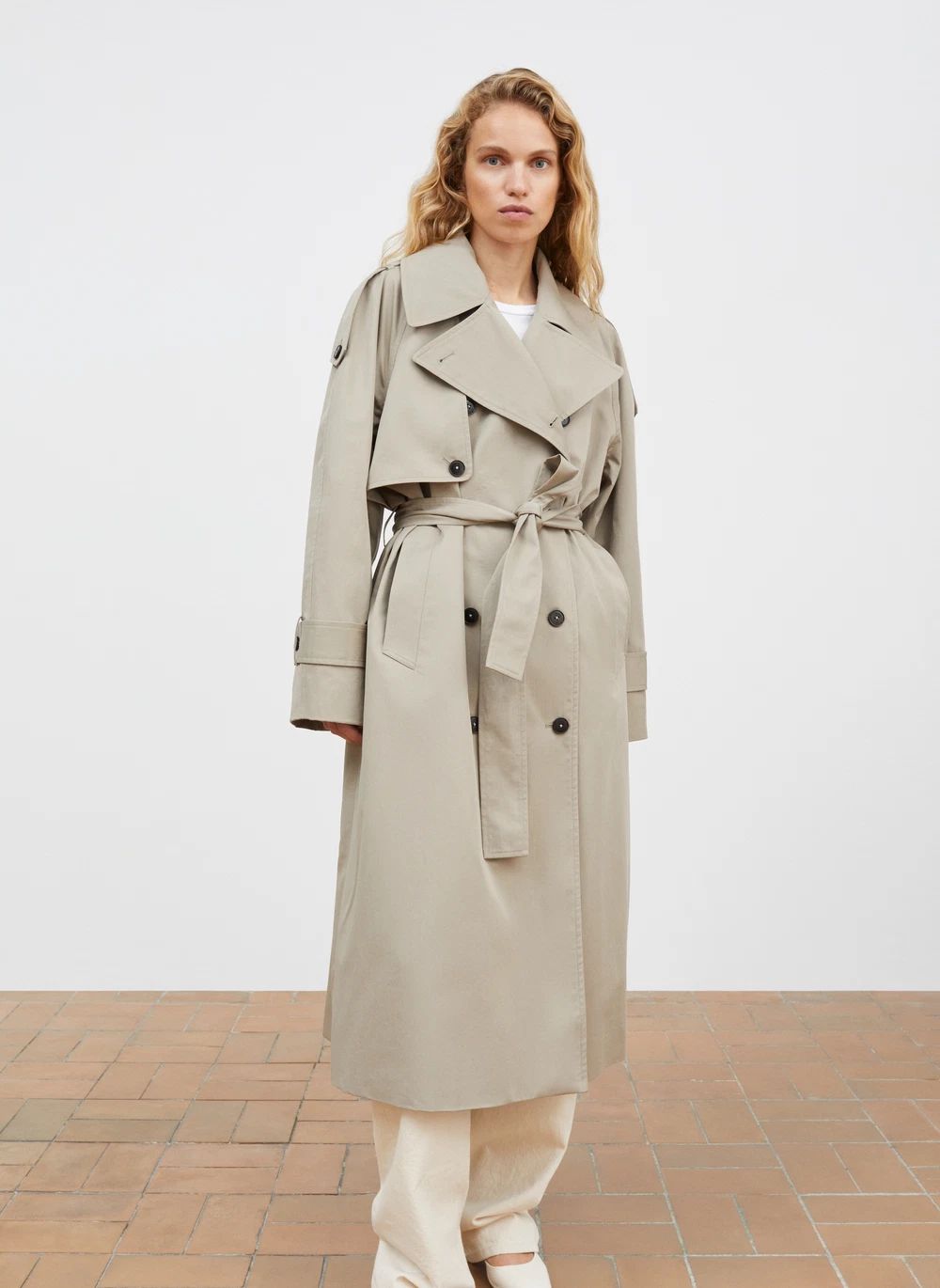 Moss Trench Coat Stone