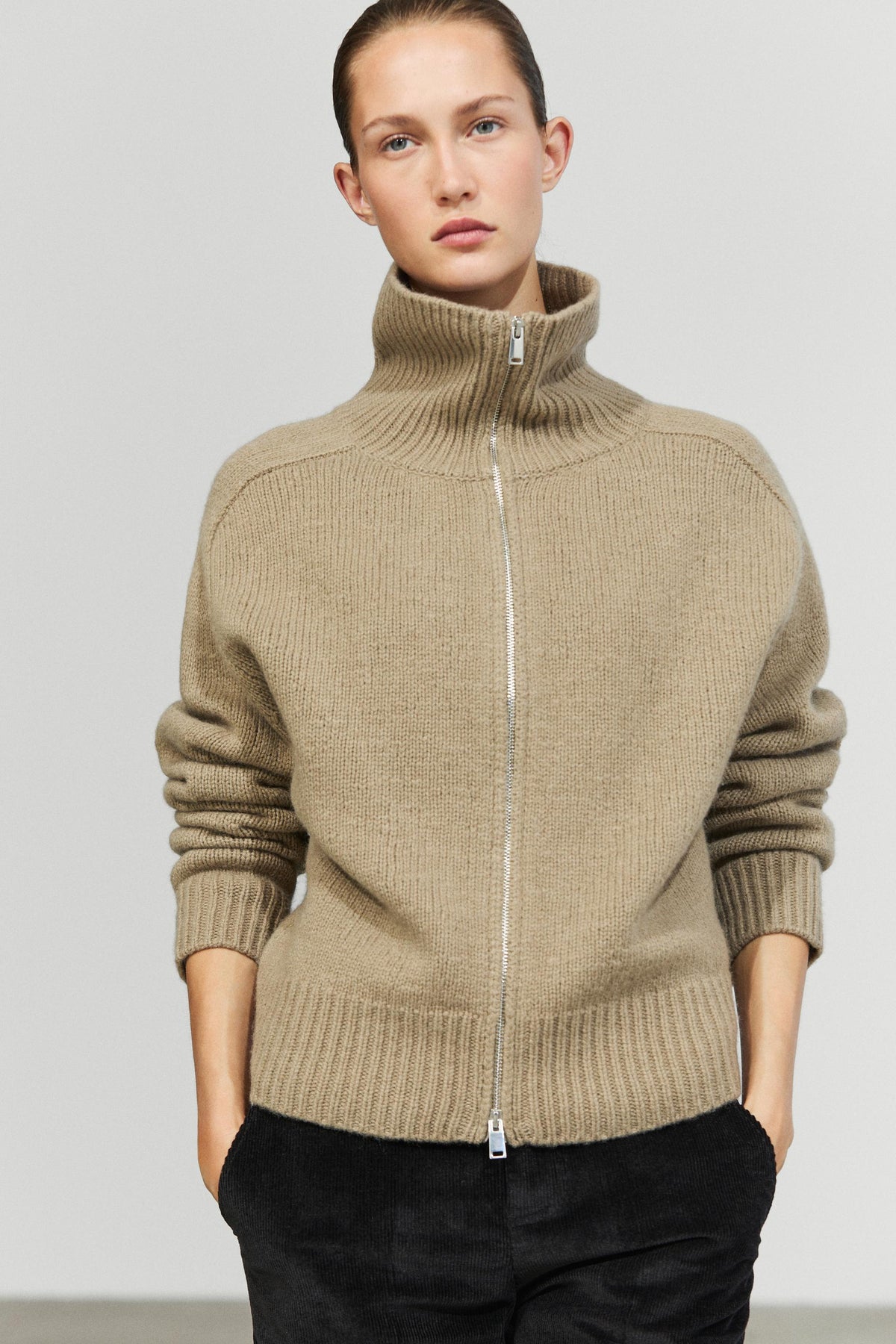 Pine Zip Cardigan Green