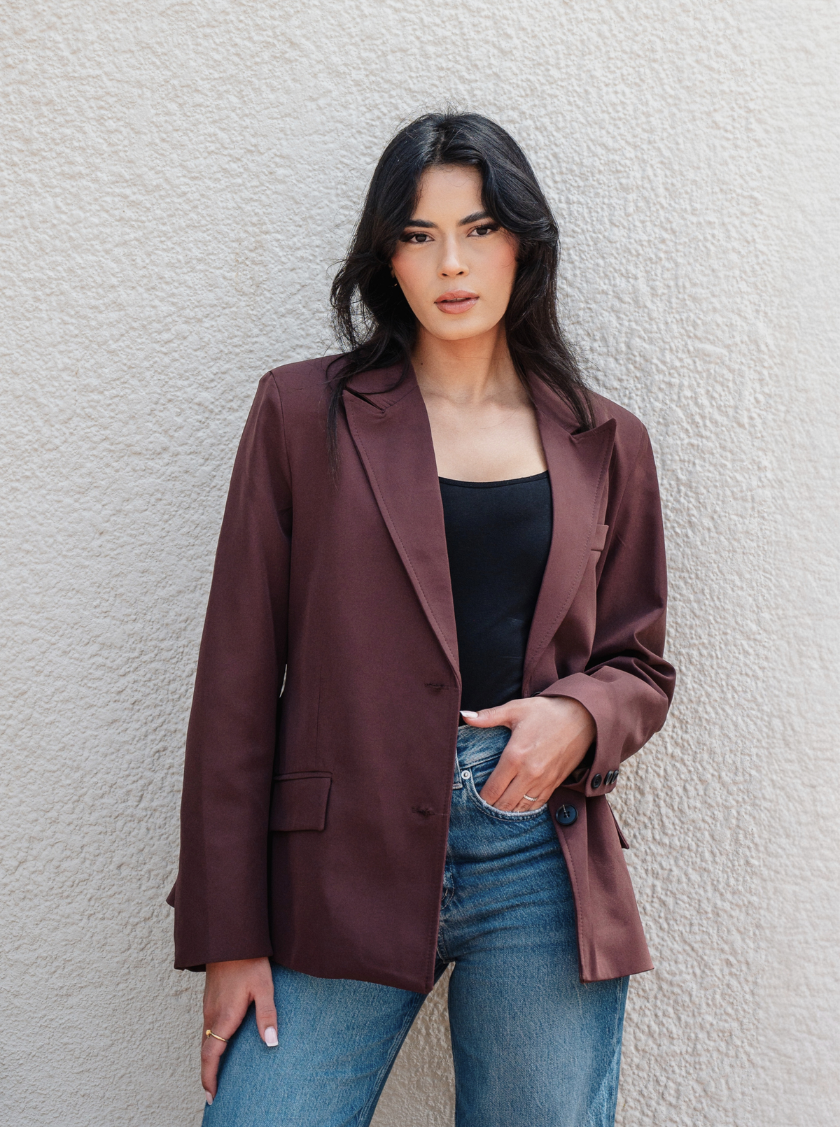 Georgia Peplum Blazer Burgundy