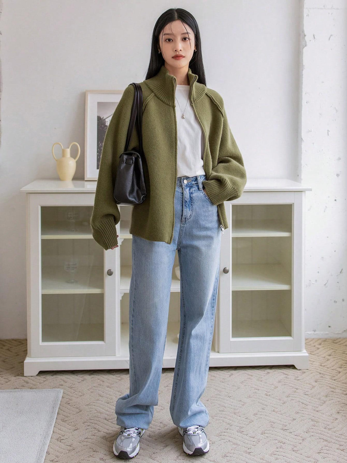 Brielle Zip Sweater Green