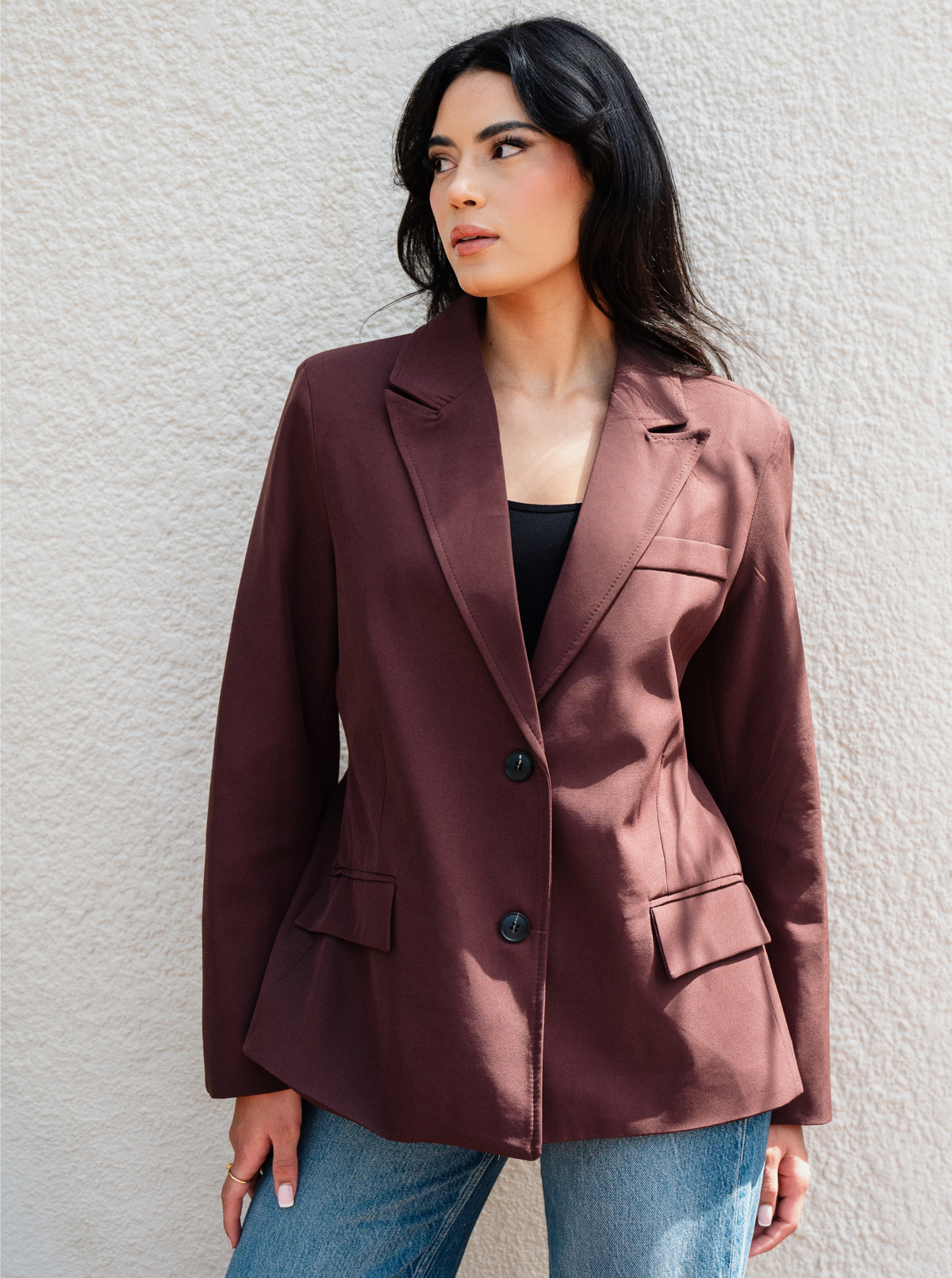 Georgia Peplum Blazer Burgundy