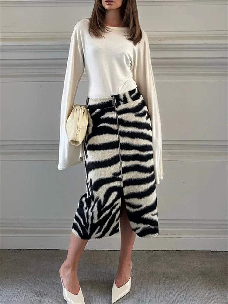 Belinda Fur Midi Skirt