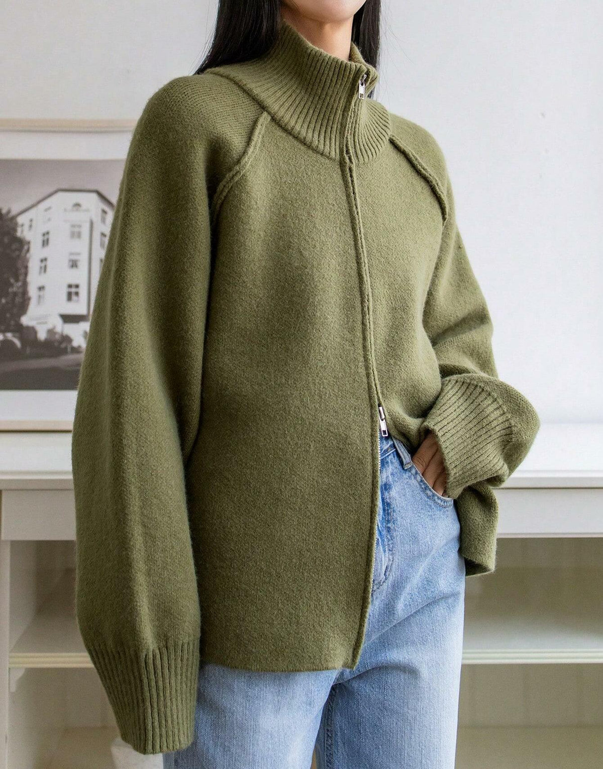 Brielle Zip Sweater Green