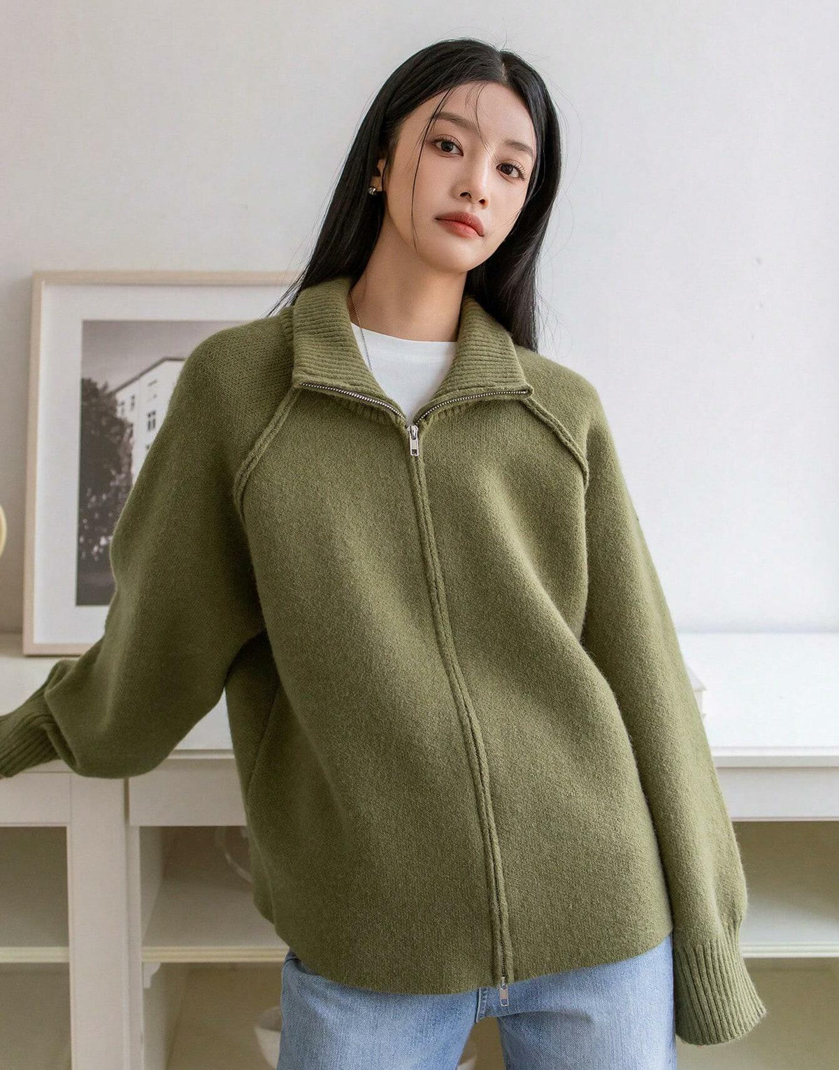 Brielle Zip Sweater Green